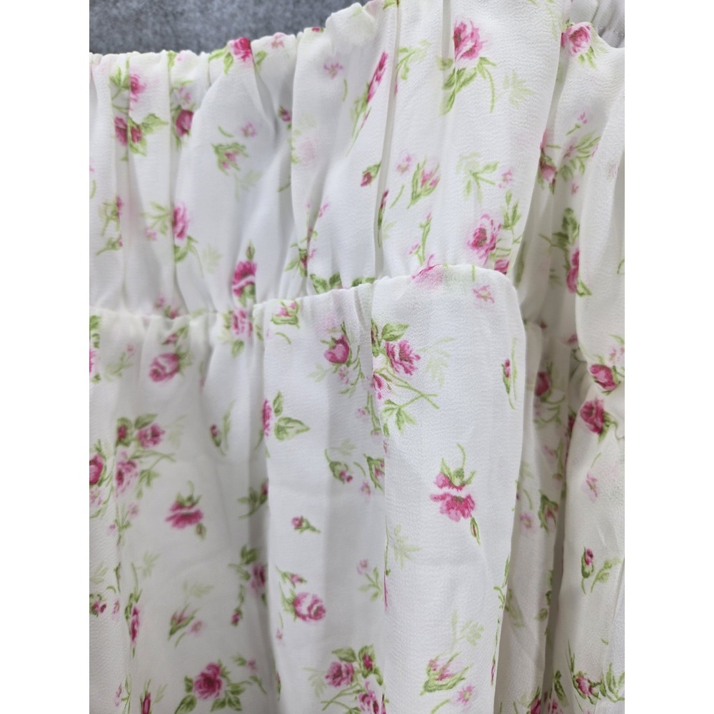 NWT Sugar Kiss White Floral Ruffled Crop Top Med Juniors Coquette Babydoll Y2K - Picture 5 of 5